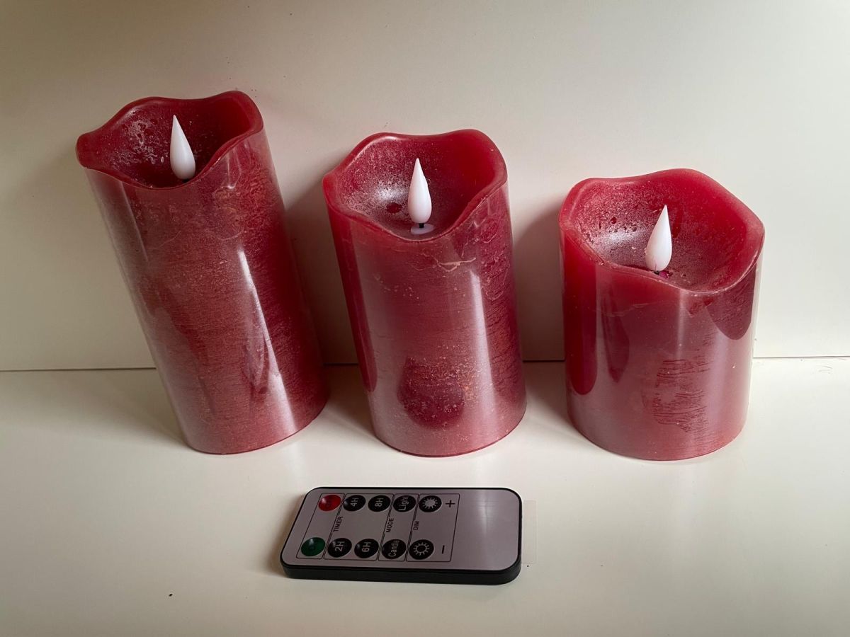Set Led Kaarsen 3 Stuks met afstandsbediening Rood