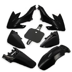 Complete kappenset voor 110/125cc dirtbike CRZ Zwart
