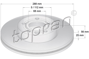 Remschijf Vooras TOPRAN OE 1045994
