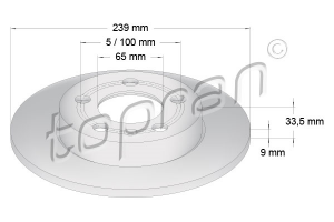 Remschijf Achteras Coated TOPRAN OE 1J0615601D