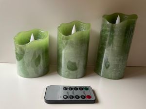 Set Led Kaarsen 3 Stuks met afstandsbediening Groen